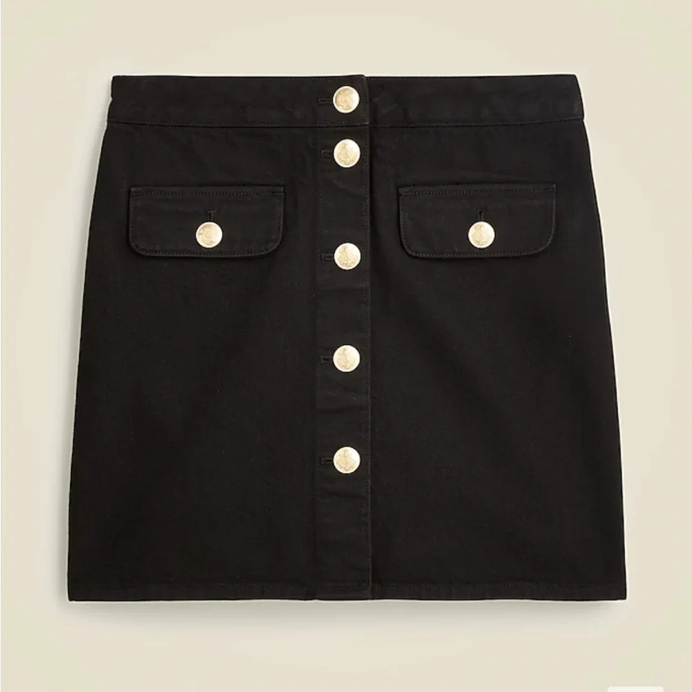 J crew black rinse Button-front denim mini skirt